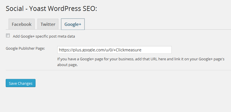 WordPress SEO Google Pluss Settings